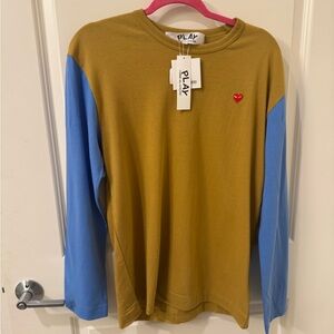 Comme des Garçons PLAY cotton NWT’s Men’s L/ Olive and Blue Long Sleeve Shirt